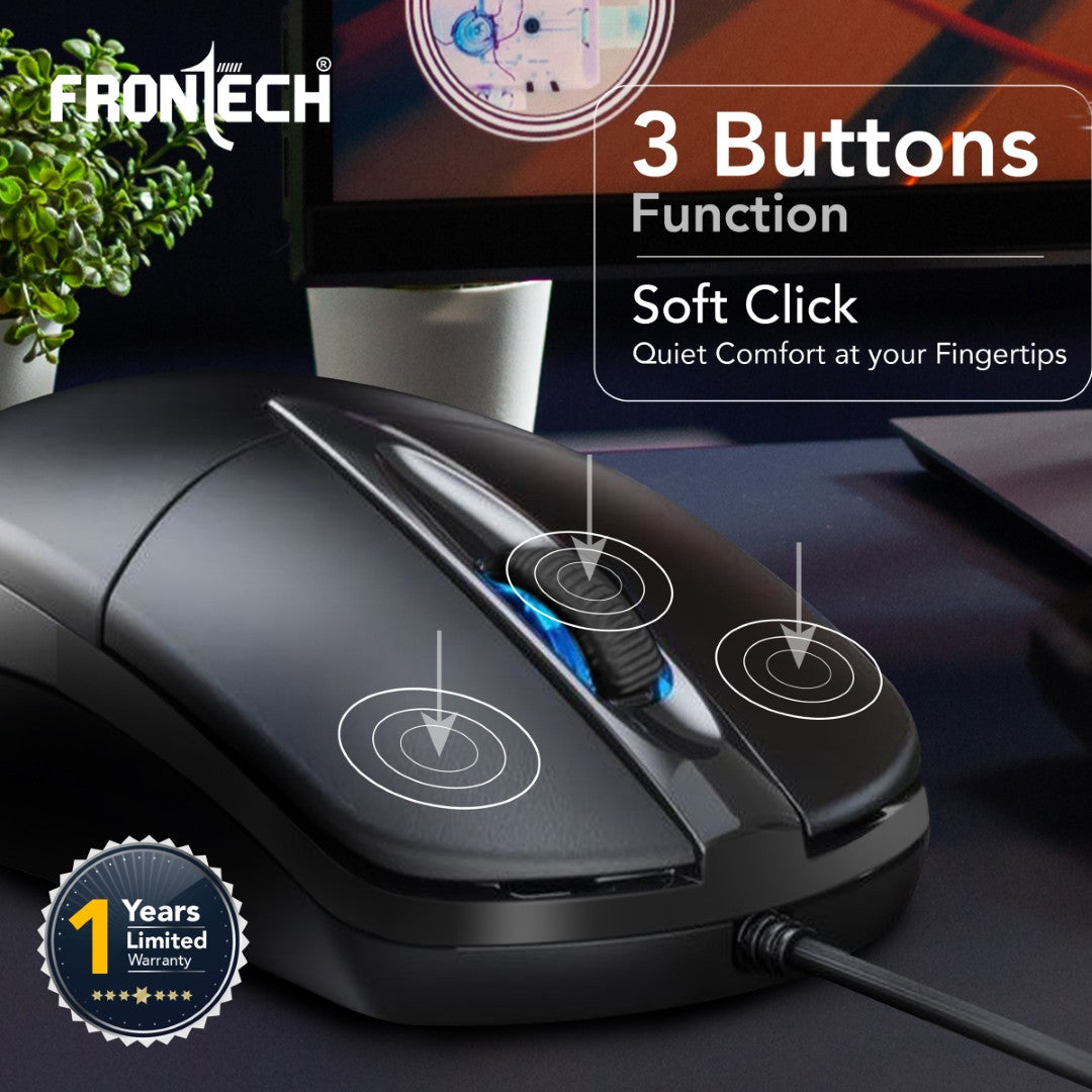 Frontech Wired Membrane Keyboard and Mouse Combo with Retractable Stands (KB-0012) Frontech Wired Membrane Keyboard and Mouse Combo with Retractable Stands (KB-0012)